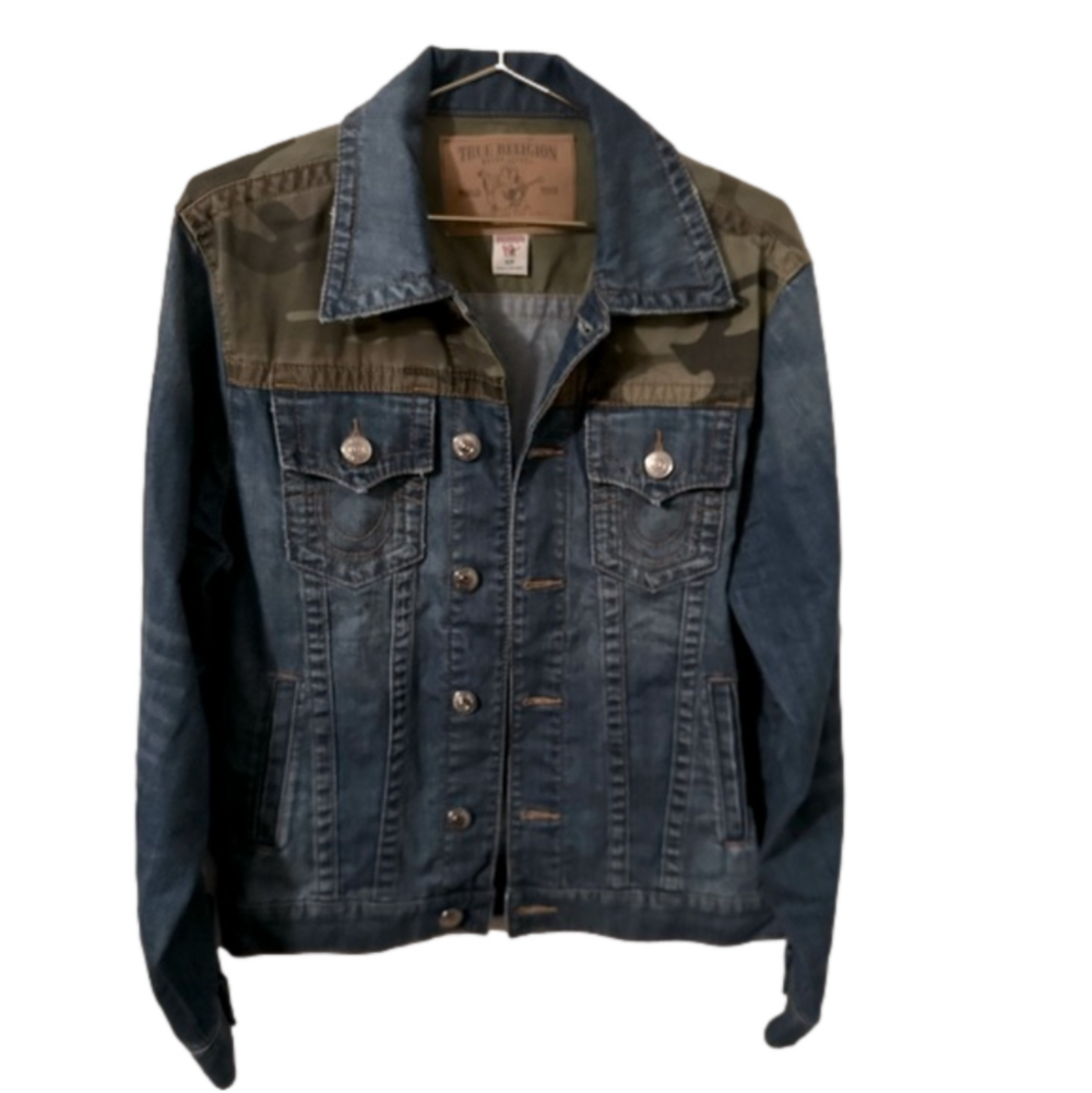 True Religion Trucker Jean Jacket Camo Denim- Limited Edition - Men’s Size Small